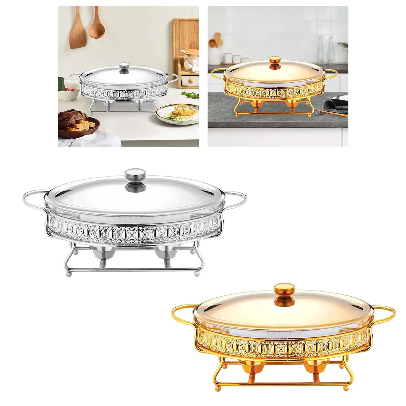 Round Chafing Dish Catering Food Warmer Catering Buffet Warmer Set for Soup 3