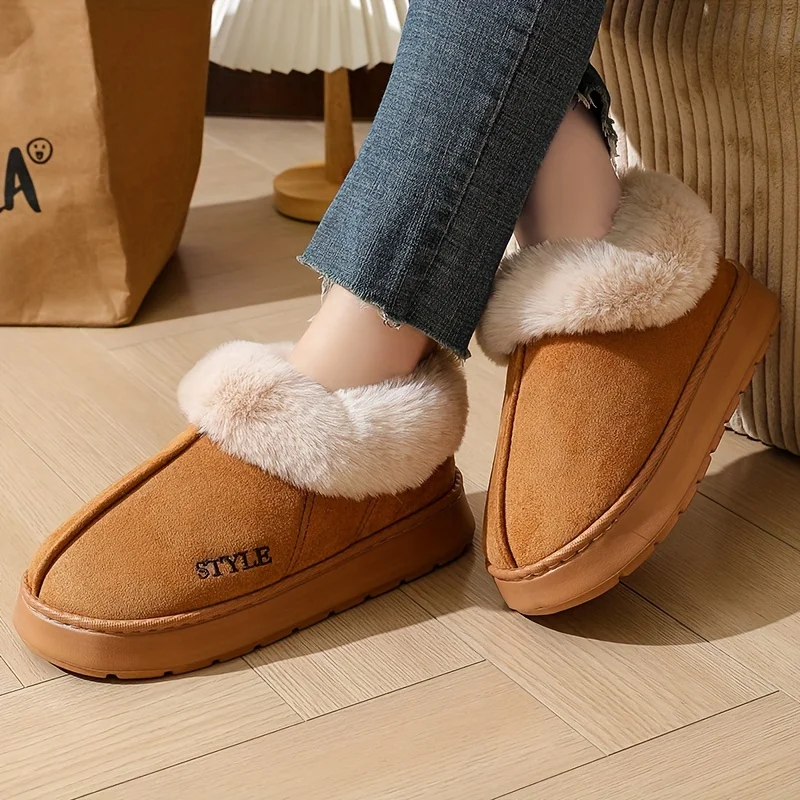 Couple's Luxury Comfortable Warm Fleece Lined Winter Slippers - Elegant, Warm, and Comfortable Thick Sole Indoor 4