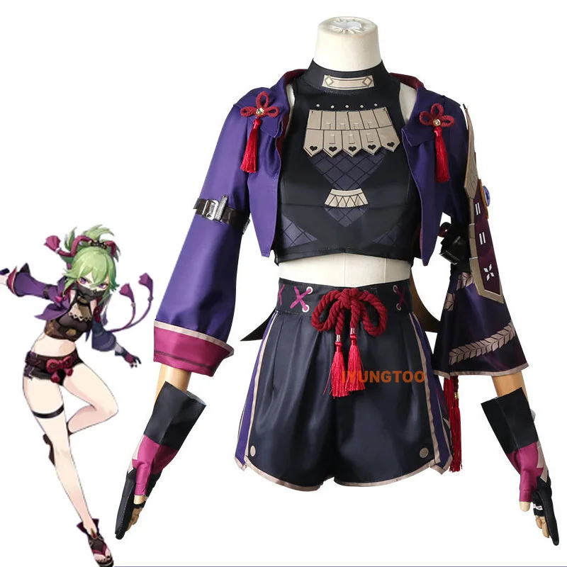 

Костюм для косплея из аниме «Genshinimpact Kuki Shinobu», костюм для Хэллоуина, Женский костюм для косплея, полный комплект