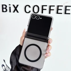 Magnetic Matte Shockproof Phone Case with Magsafe for Samsung Z Flip7 (Black BB)