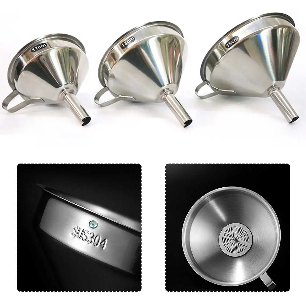

Convenient Stainless-Steel Kitchen Funnel Perfect For Filling Bottles Flasks Glasses Canisters Comes In 3 Sizes Easy To Clean