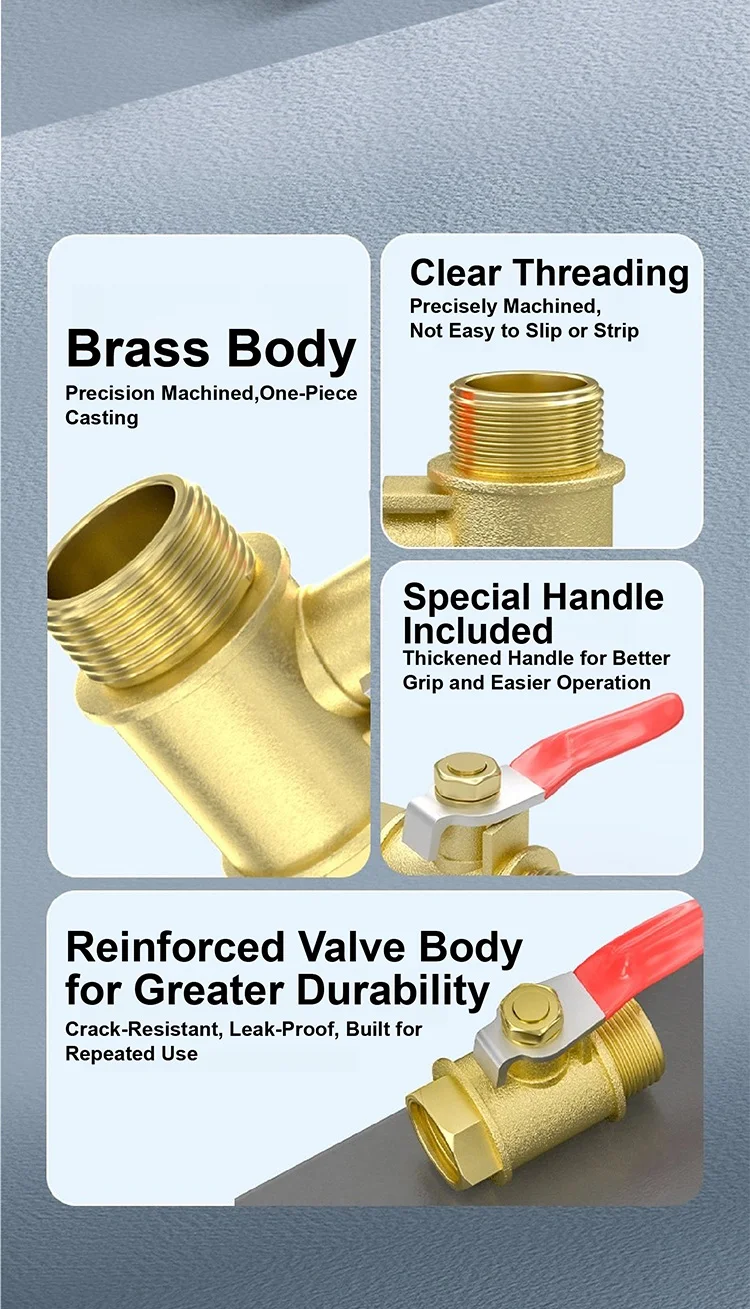 1/4 1/8 3/8 Inch Brass Mini Ball Valve BSP NPT Female Male Thread Red Handle Wat