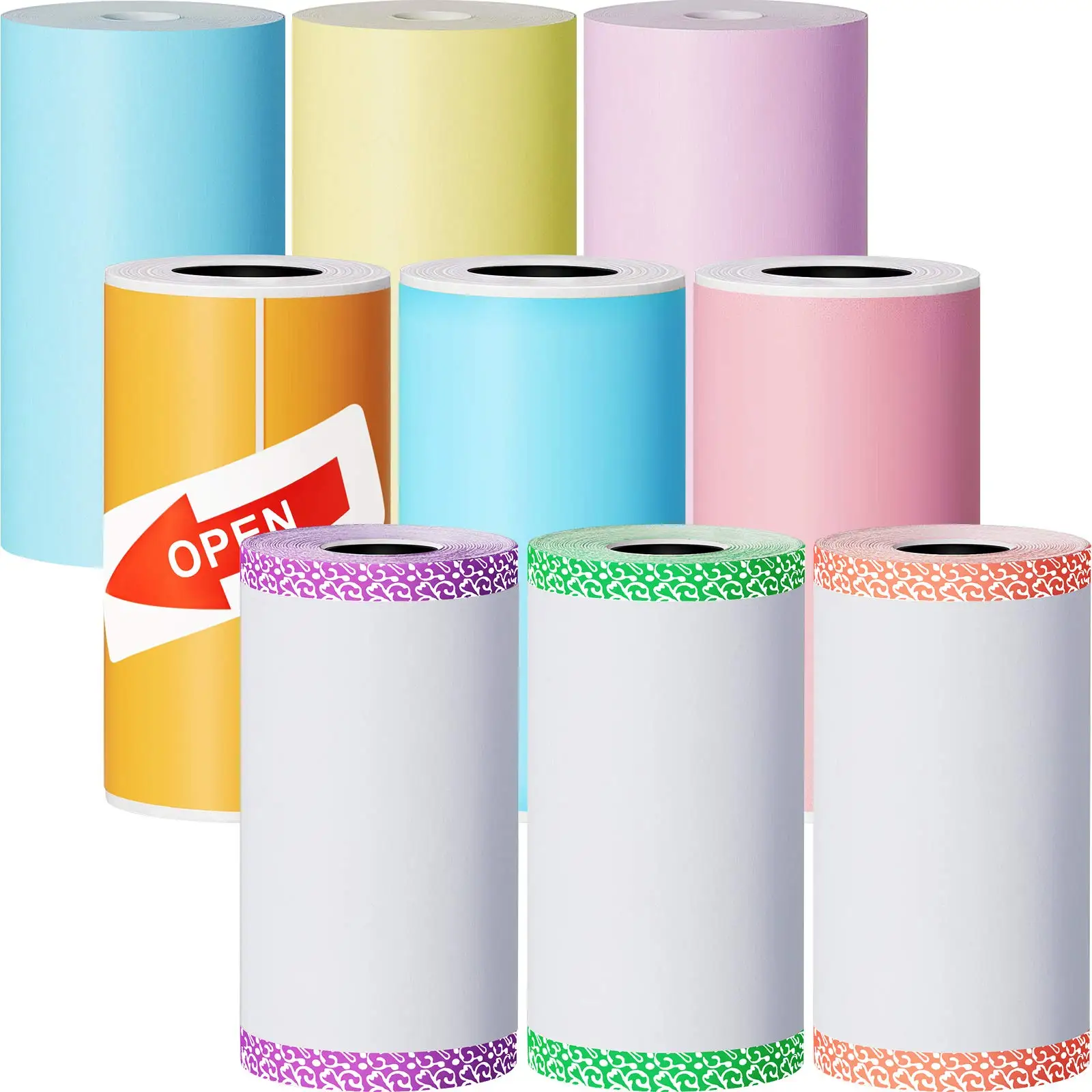 Lot de 9 rouleaux d'autocollants thermiques autocollants - Papier