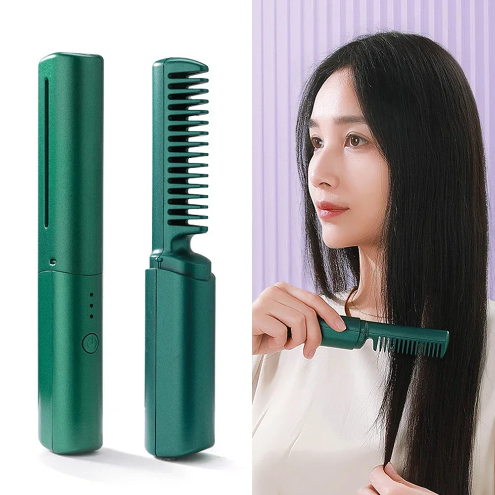 2 In 1 Wireless Professional Hair Straightener Curler Comb Fast Heating Negative Ion Straightening Curling Brush Styling Tools 3