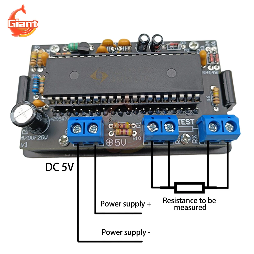 DC5V Digital Low Resistance Tester Voltmeter DIY Resistance Meter Voltage Tester Module Electronic Production Exercise Kit voltage tester resistance tester
