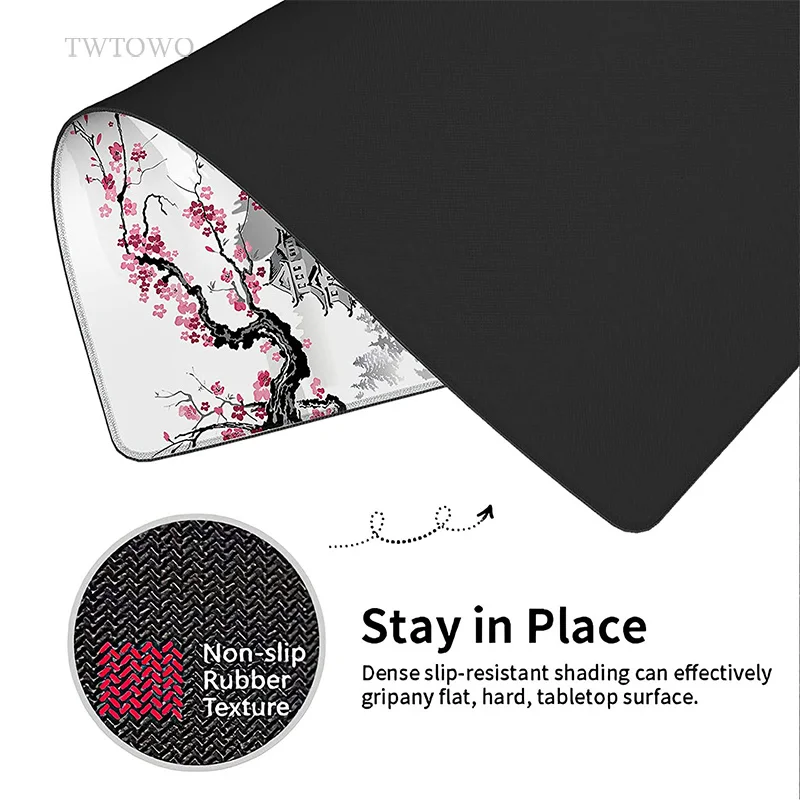 Sakura Japonês Cherry Blossom Gaming Mouse Pad Tapete de Teclado Antiderrapante Office Laptop Mouse Pad Casa xl Novo Xxl hd - Imagem 3