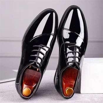 Men's Dress Shoes Classic Modern Formal Business Oxford Comfortable Tuxedo Casual Lace Up Derbys Shoes For Men 4