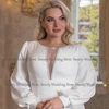 Jiayigong Plus Size Muslim Wedding Dress Modest Long Sleeves Scoop Neck Beading Jersey A Line Sweep Train Bridal Dresses 3
