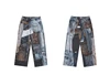 Streetwear Vintage Retro Jeans Man Patchwork Straight Loose Spliced Hole Full Length Denim Pants 5