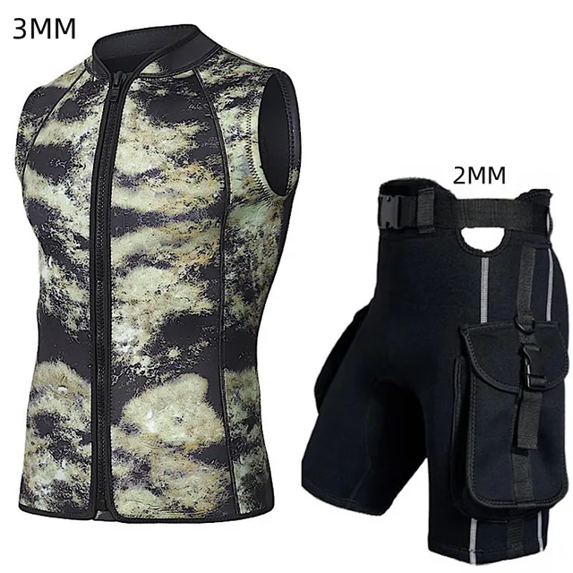 Oulylan 3mm Neoprene Sleeveless Wetsuit Vest Vest With Dive Pocket Shorts  Freediving SnorkelingSurfing Set Gear Top 2MM Pants