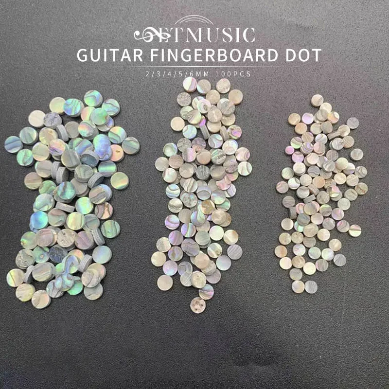 Guitar Accessories 100pcs 2/3/4/5/6*2mm Abalone Shell Guitar Fretboard Dots Colourful Abalone White Plast Rosewood Inlay Dot