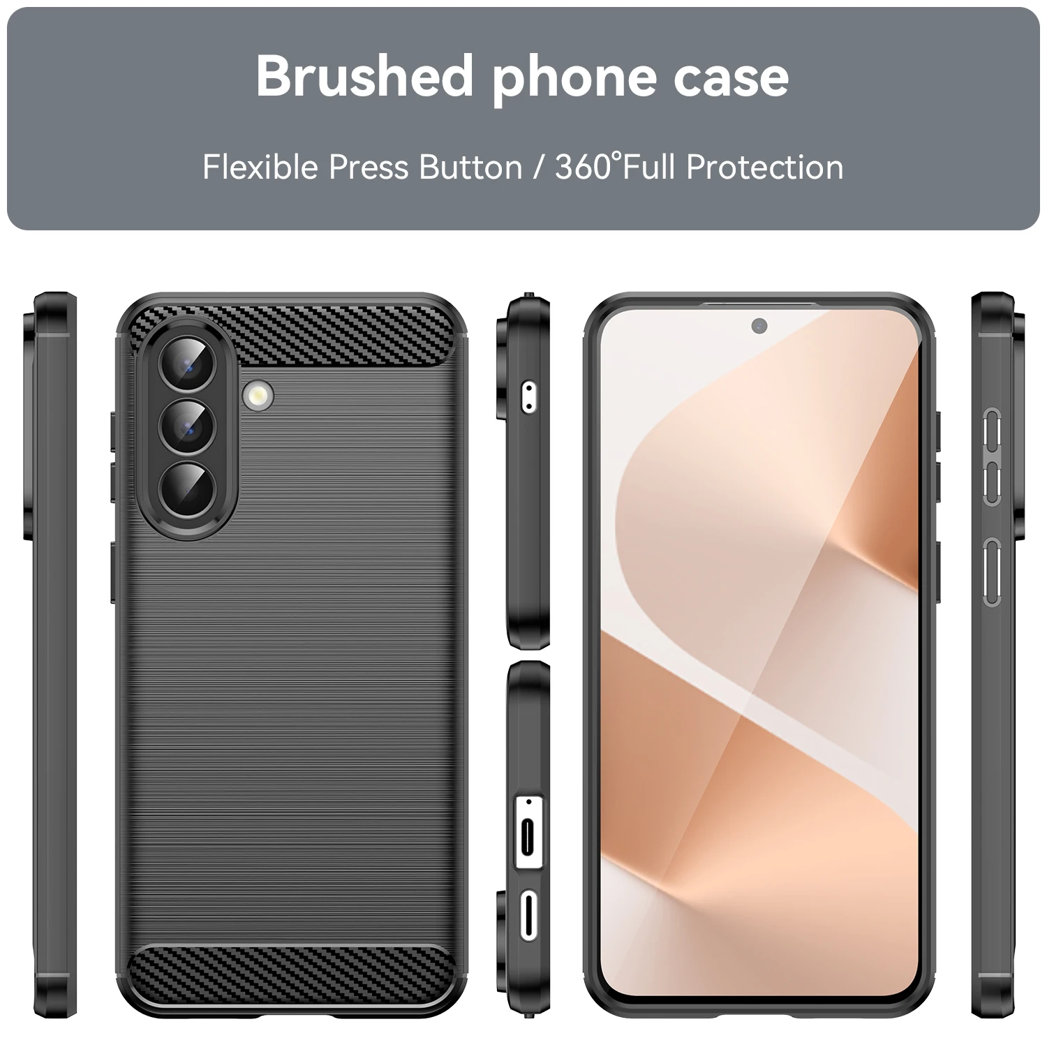 Premium Rubber Carbon Fiber Soft TPU Silicone Back Cover Phone Case