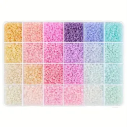 Vibrant 24-Color Glass Rice Beads - 3mm (Cream Color)