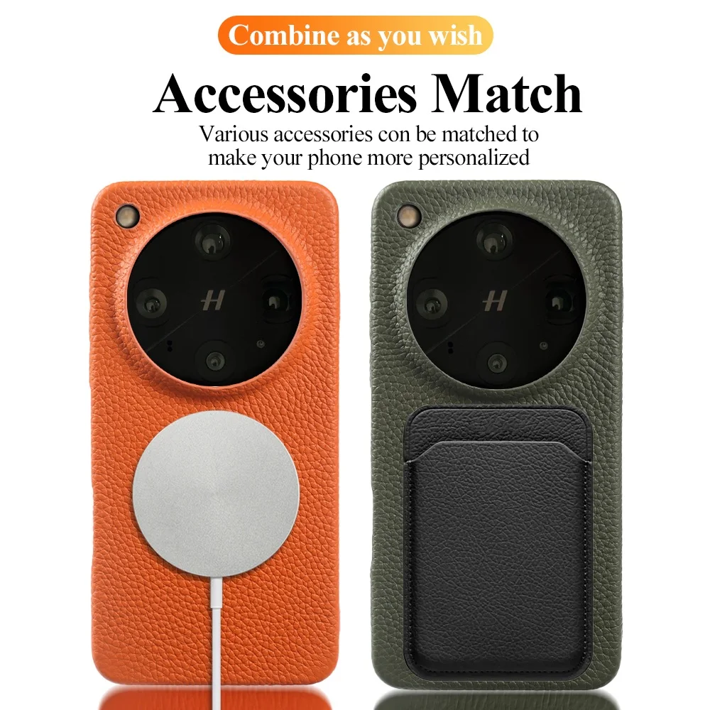 Premium Genuine Leather Magnetic Case with MagSafe - Luxury Cowhide Protective Cover