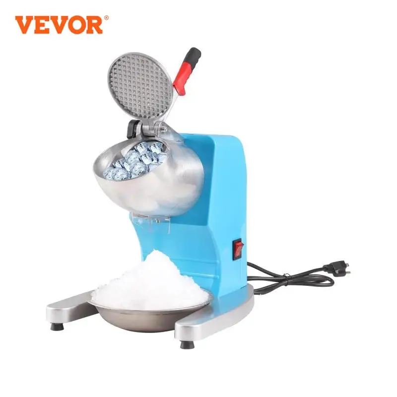 VEVOR Ice Crushers Machine Electric Snow Cone Maker 4 Blades Stainless Steel Shaved Ice Machine 300W Shaver