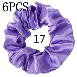 Satin Hair Scrunchies Set - Assorted Solid Colors (6-Pack) (PJ079-17-6PCS)