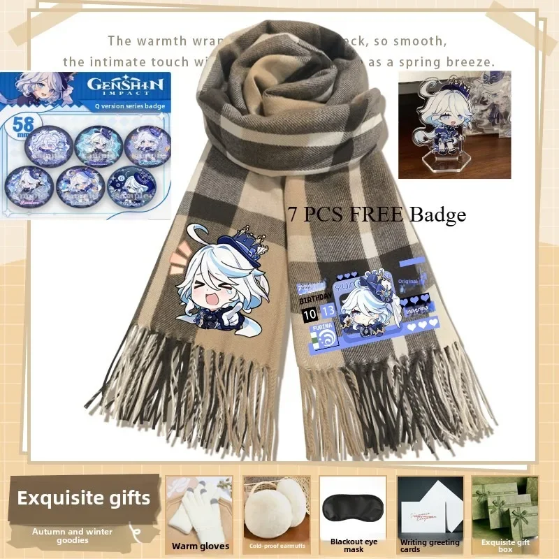 Furina Scraf Genshin Impact Cosplay Cape Theme Game Impression Series Focalors Shawls Soft Scarve 180cm*70cm For Women Men