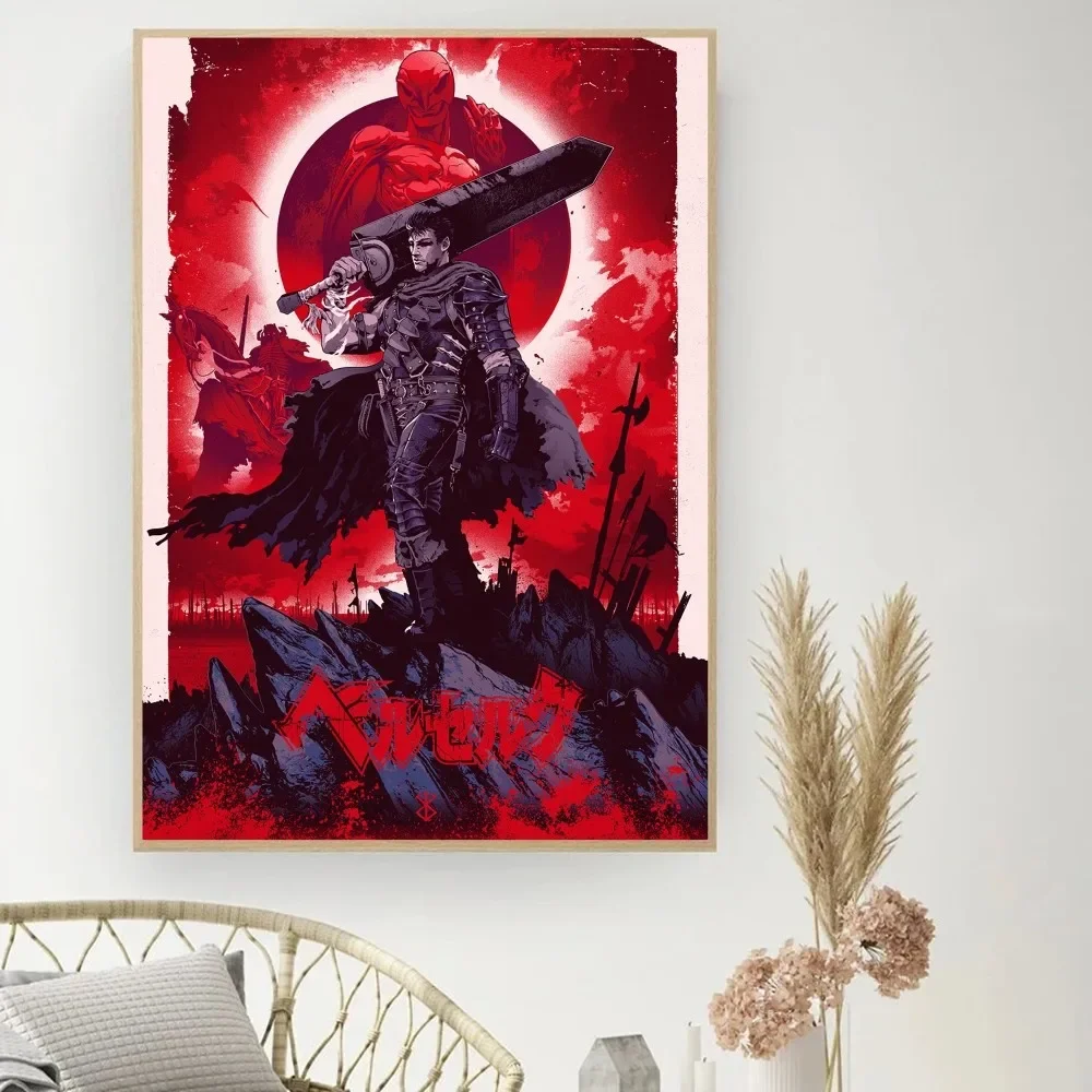 Anime Stickers Anime Poster Vintage Posters Poster Prints Diy Poster Sticker Berserk Japanese Anime Poster DIY Vintage Movie Poster Wall Art Painting Study Stickers Small Szie Wall Painting