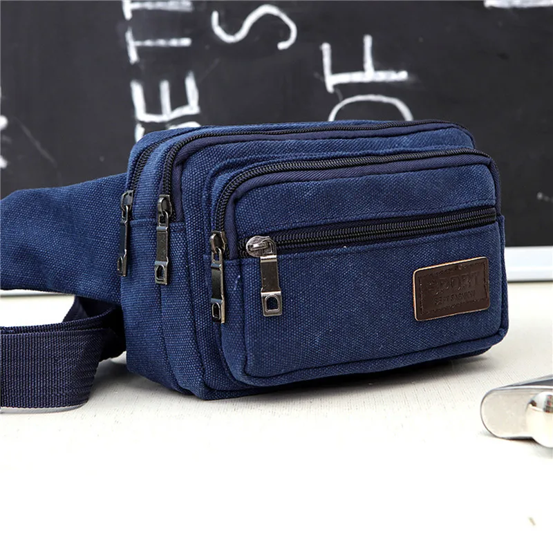 Men Waist Bag Outdoor Sports Multifunctional Large Capacity Solid Color Male Waist Bags