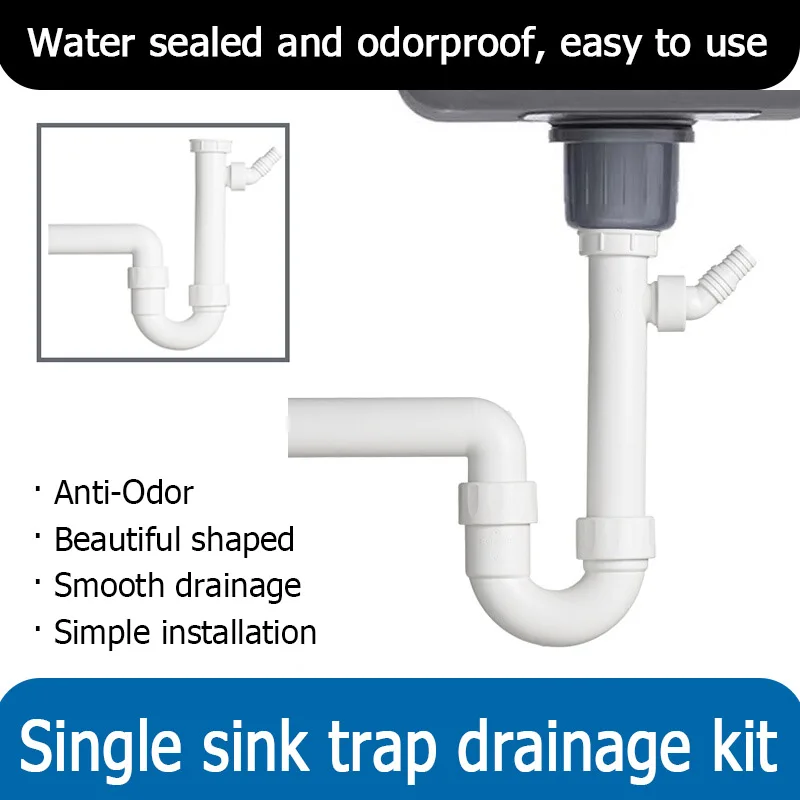 cozinha-single-sink-outlet-pipe-set-armadilha-de-Agua-drenagem-anti-odor-anti-backflow-lava-loucas-interface-pp-plastic-dia-40mm