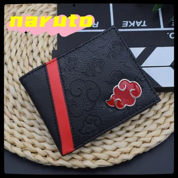 Naruto Sasuke Akatsuki organizzazione nuvola rossa portafoglio cartone animato portafoglio da uomo in PU porta carte copertina passaporto regalo di compleanno di lusso