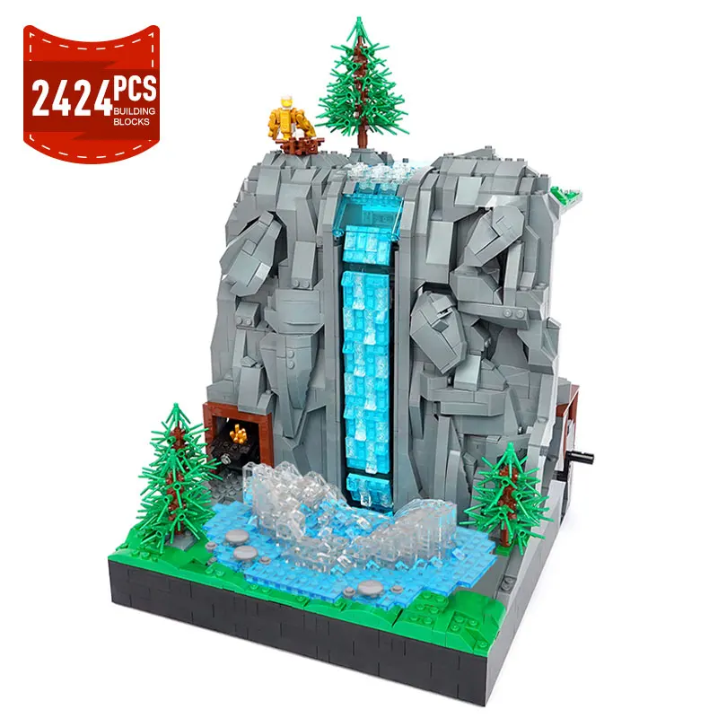 Moc Zeldaed Mobile Work Waterfall Rockied Mountains Building Blocks Set Scene Di Gioco Wind Wakered Bricks Toys Regali Di Compleanno