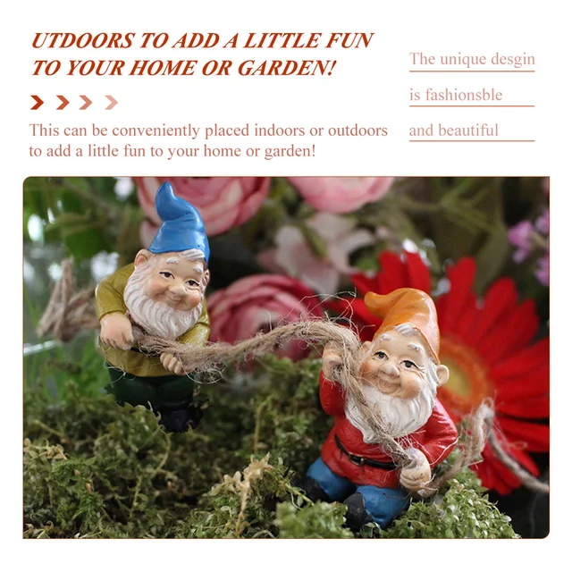 4 Db Törpe Virág Elrendezés Gyanta Gnome Kerti Jelenet Prop Gyep Dísz Kültéri Szobor Díszítés Bonsai Tündérdekoráció - Image 5
