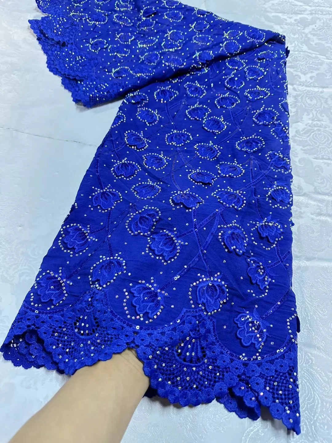 

Африканская кружевная ткань с блестками 2024, Высококачественная Тюлевая кружевная французская нигерийская кружевная ткань с бисером для шитья свадебного платья