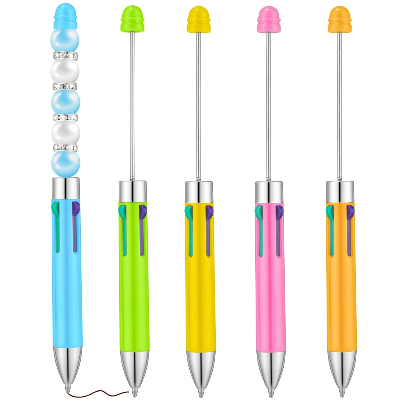 

5pcs Business Four Color Refills Beaded Pen Cute Beadable Ballpoint Pens DIY Handmade Gift Colorful Gift Ball Pen for Writing