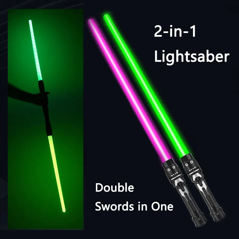 Lightsaber Toy Laser Sword Red and Blue Double Saber Rave Transformation Children's Gift Cosplay Weapon Boy Cool Flashing