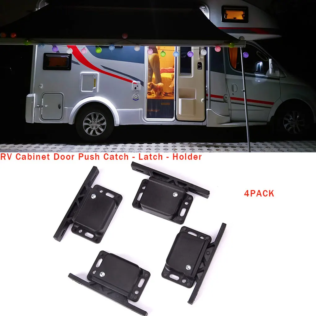 

4Pcs Black Hook Lock Reliable And Safe Grabber Latch Catch For RV Cabinets And Doors RV Experience