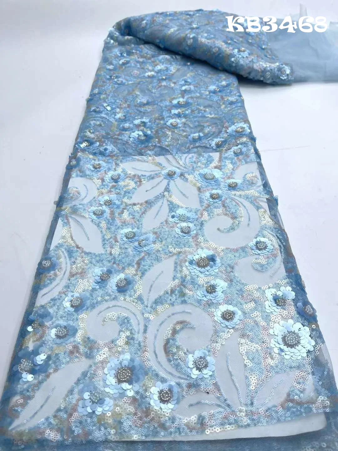 

Nigerian Sequin Lace With Beads Fabrics High Quality Nigerian Party Lace Fabric 2023 Lace Fabric For Sewing Dress Wedding KB3468