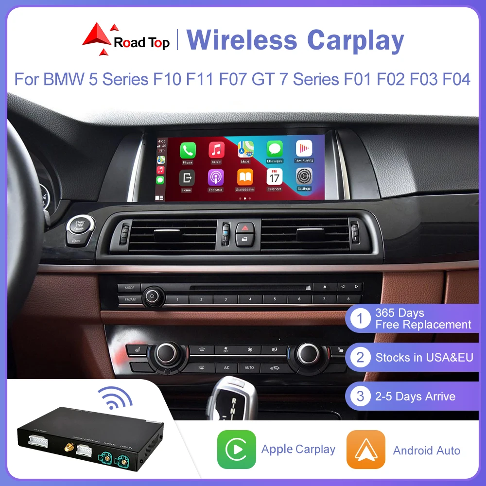 CarPlay inalámbrico para BMW 5 Series F10 F11 F07 GT 7 Series F01 F02 F03 F04 CIC NBT EVO Android Auto Mirror Link AirPlay Car Play