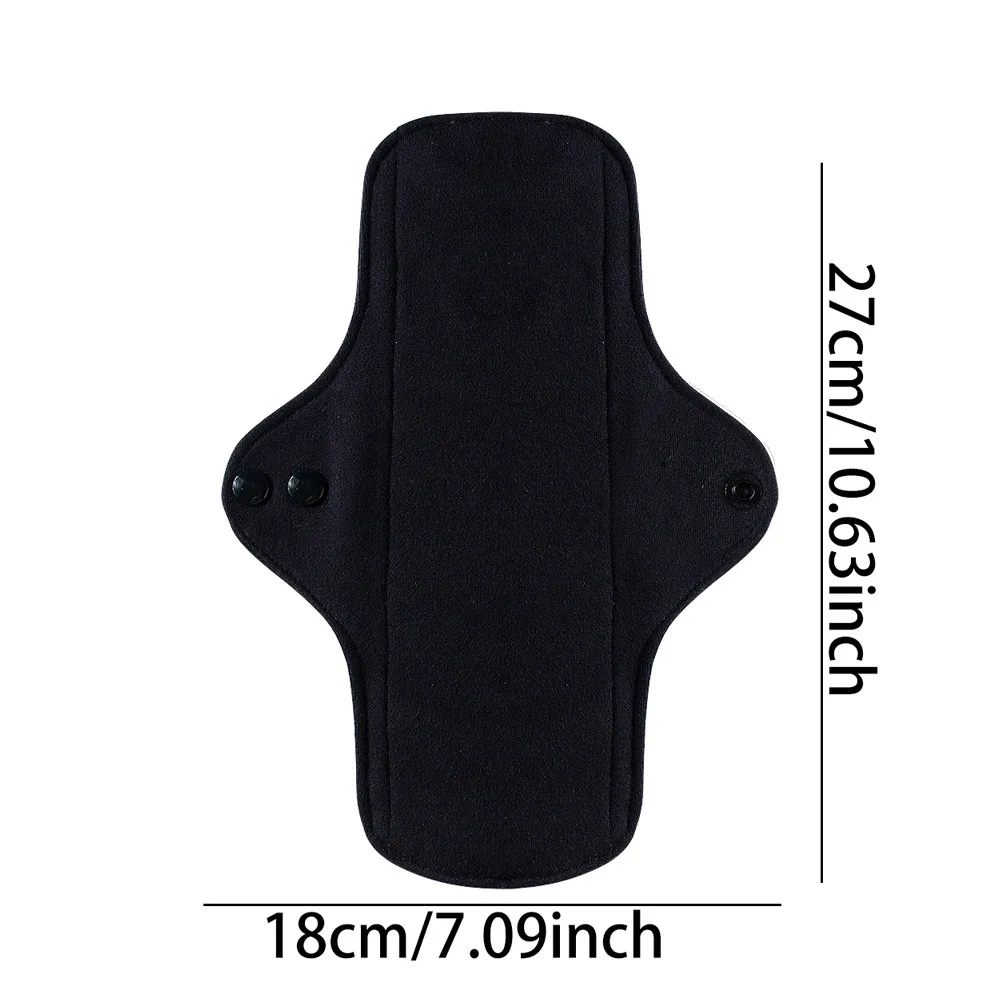 Reusable Black Pure Cotton Menstrual Pads - Waterproof, Heavy Flow Protection, Large Size (Set of 1)