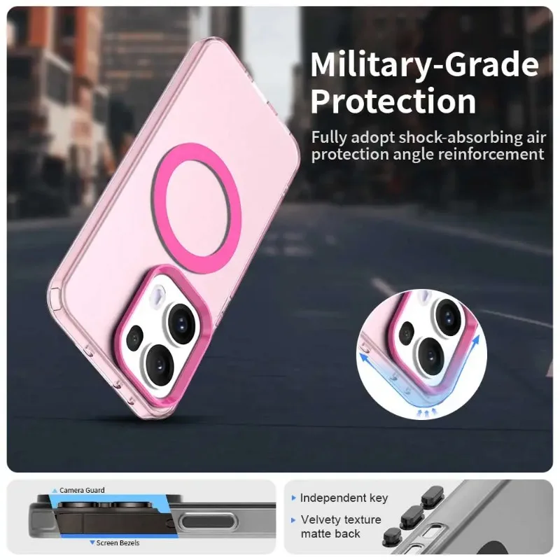 Magnetic Wireless Charging Matte Case - Shockproof Acrylic Cover