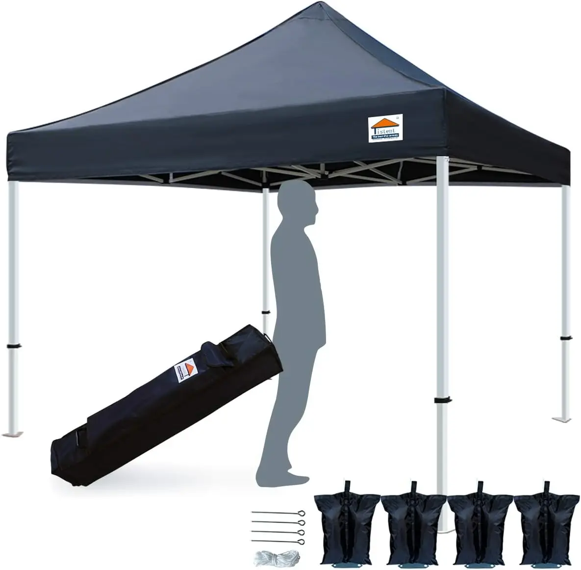 

Ez Pop Up Canopy тент коммерческий мгновенный укрытие с тяжелым грузоподъемным мешком 4 навес песочные сумки BlackSuitablefor4-6people
