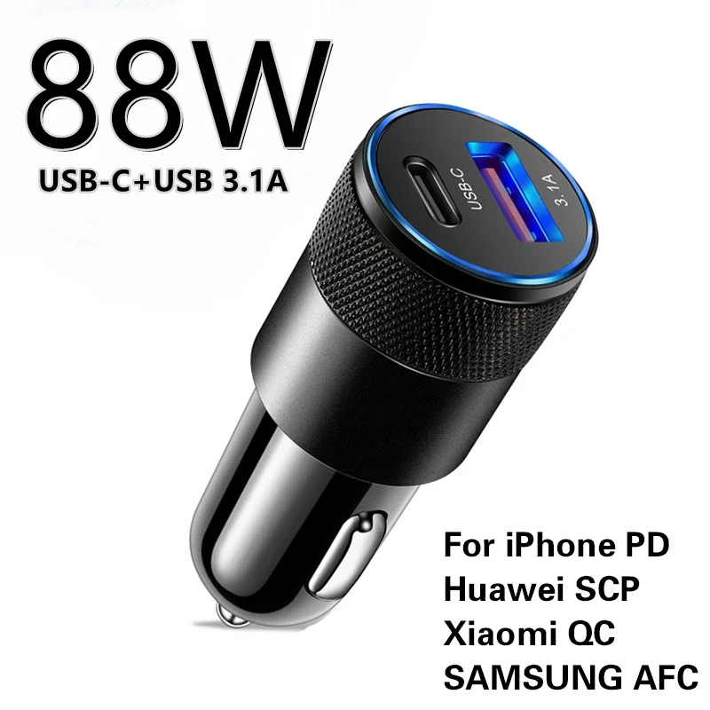 USB Car Charger Quick Charge 3.0 Type C Fast Charging Phone Adapter for iPhone 13 12 11 Pro Max Redmi Huawei Samsung S21 S22