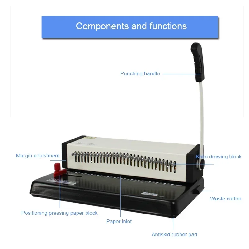 Wire Binding Machine Ring Binding Punch Card A4 30hole Manual 18 sheets Punching Capacity