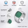 91204-c20619.jpg Bague élégante en pierre naturelle carrée pour homme, bague signet en acier inoxydable étanche, cadeau d'anniversaire pour lui, papa