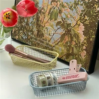 Metal Storage Basket Desktop Sundries Organizer Make Up Sorting Holder Stationerry Photocards Case Office Home Supplies 2