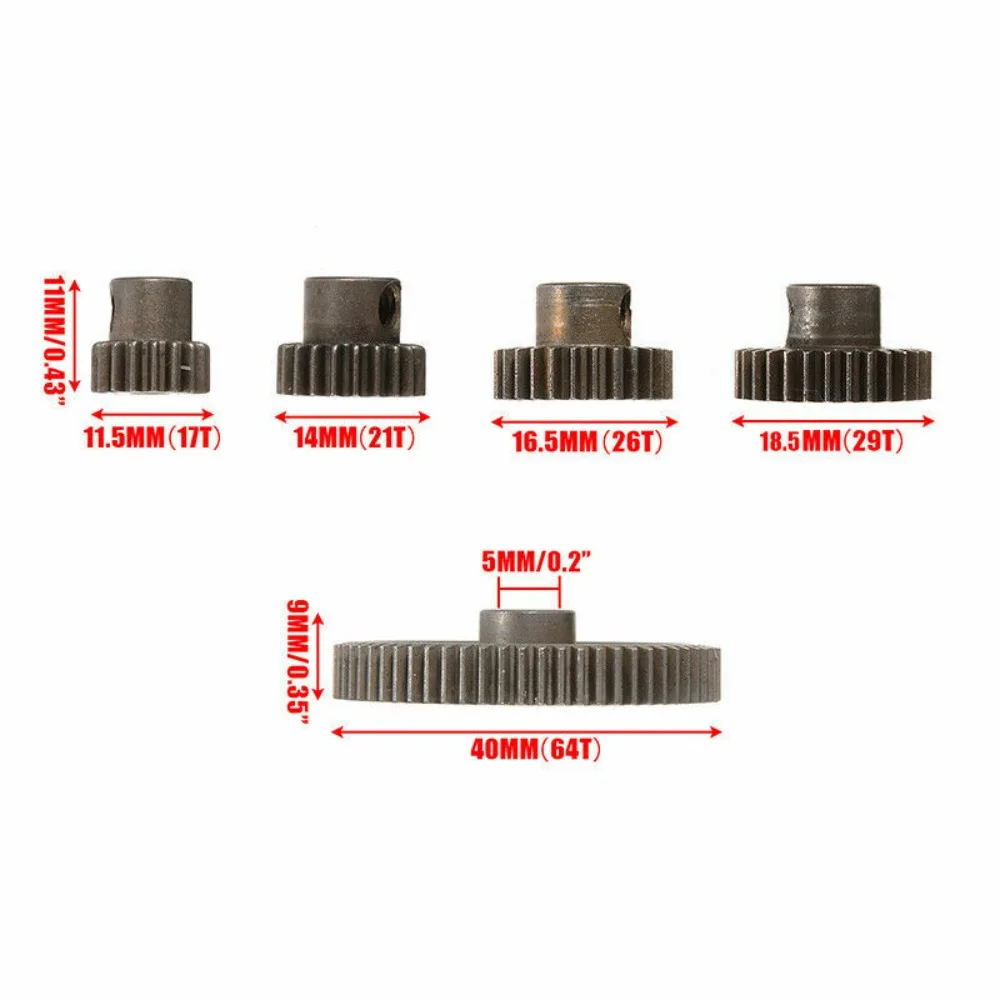 Gros plan sur les pignons moteur 17T et 21T du Kit Engrenages Différentiel RC pour HSP 1/10.