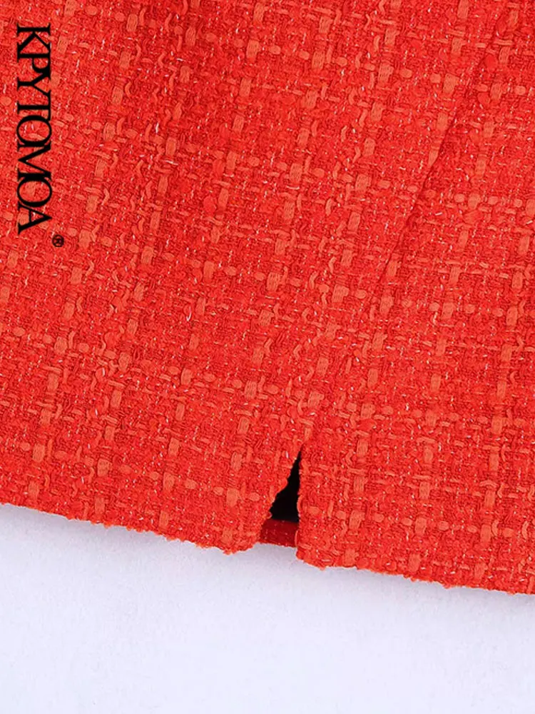 KPYTOMOA-minifalda Vintage de Tweed para Mujer falda con forro esta 