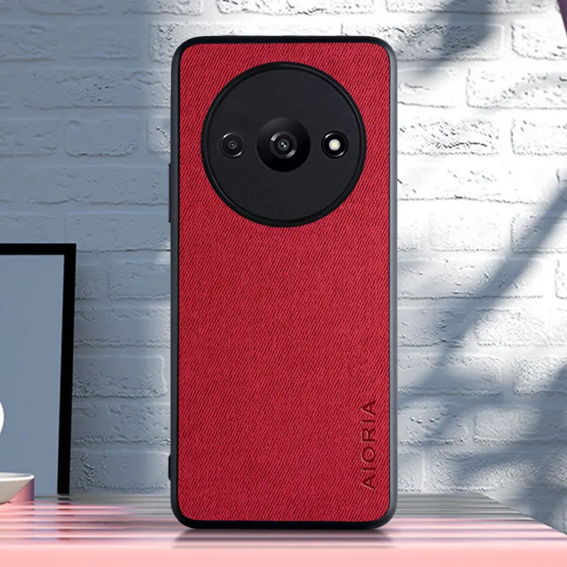Textile Leather Case for Xiaomi Redmi A3 TPU with Hard PC 3in1 material protection cover 3