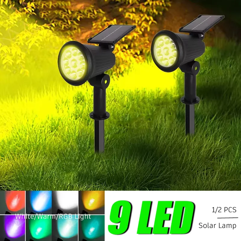 Solar LED Light 9 LED Spotlights Outdoor