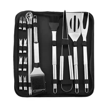 

Stainless Steel BBQ Tools Set spatula fork tongs knife brush skewers Barbecue Grilling Utensil Camping Outdoor Cooking Tool Set