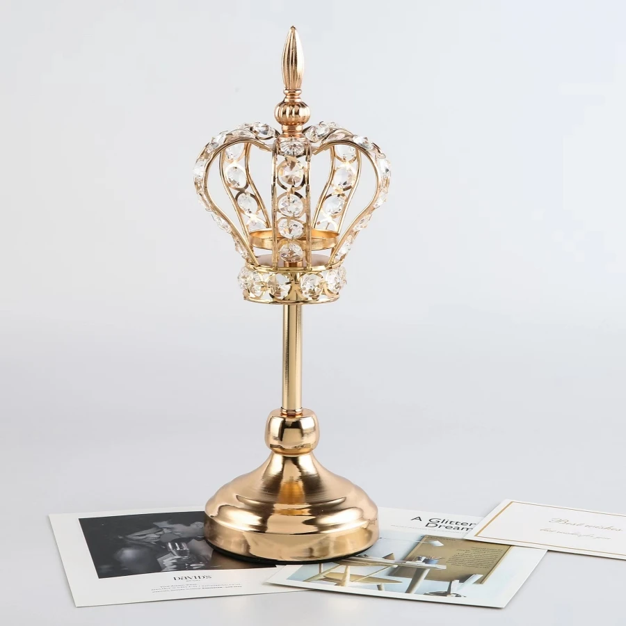 Golden Crystal Crown Votive Candle Holder – 4