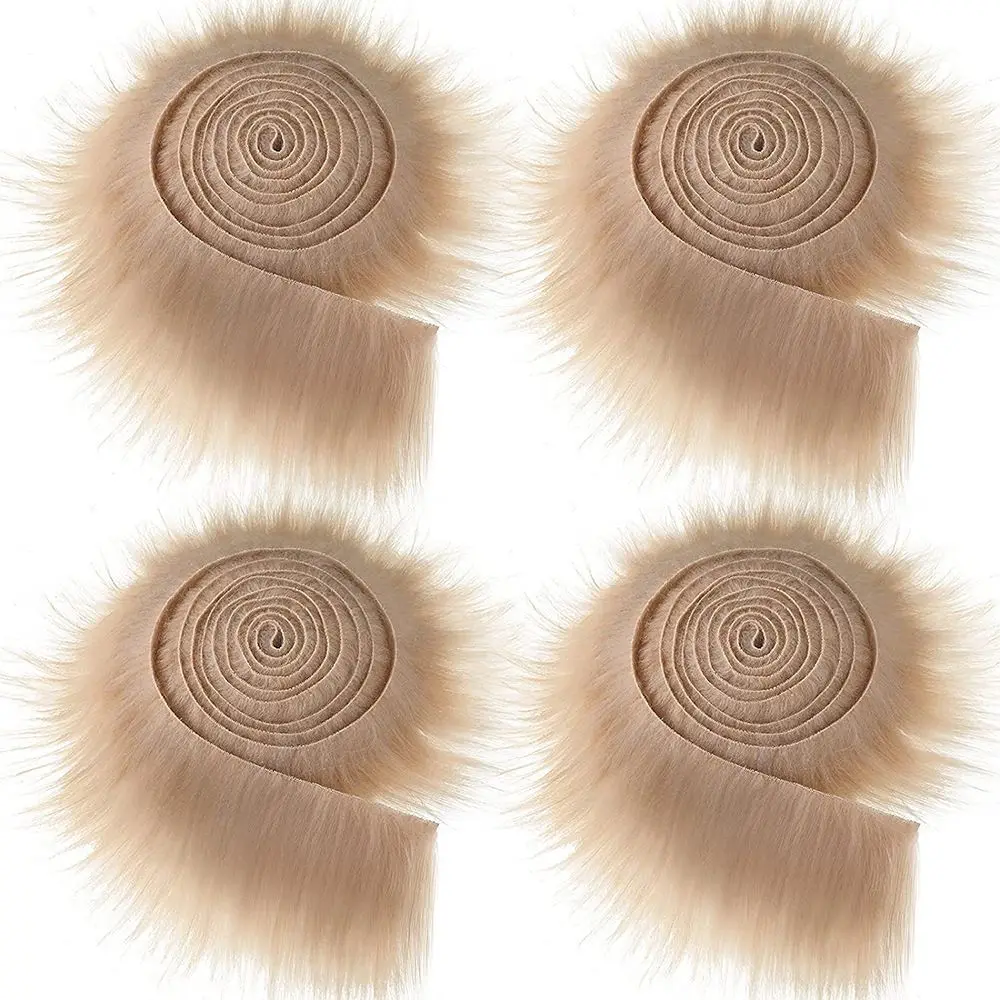 Fur Fabric 1.5M Faux Fur Ribbon Tapes Fluffy Soft Long Plush Fur Fabric Stripe for Handmade Trimming Apparel Sewing Crafts Winter Costume