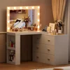 Makeup and Dressing Table with Mirror and 3-color Light, Charging Station, 6 Drawers, 2 Storage Racks, White Dressing Table 5