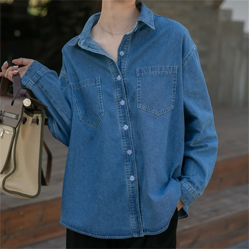 Denim Long Sleeve Shirt Mexican Style 