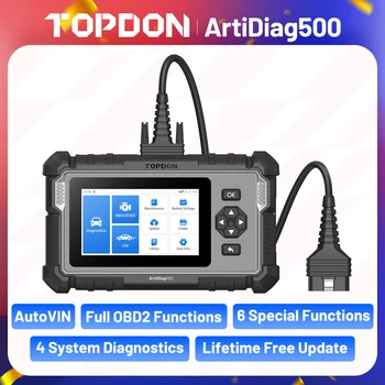 Topdon ArtiDiag500 Strumento diagnostico per auto Sistemi completi Scanner OBD2 Diagnostica del motore ABS SRS Strumento di scansione della trasmissione Lettore di codici